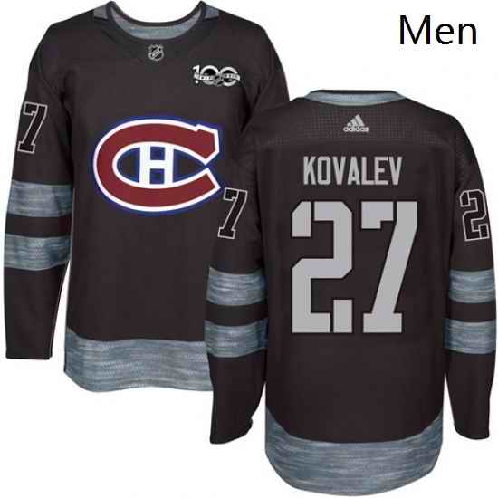 Mens Adidas Montreal Canadiens 27 Alexei Kovalev Premier Black 1917 2017 100th Anniversary NHL Jersey